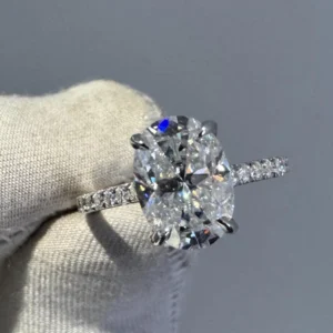 Home 1 3ct moissanite d color vvs diamond women's oval radiant ring s925 silver ring plated white gold jewelry rings for women